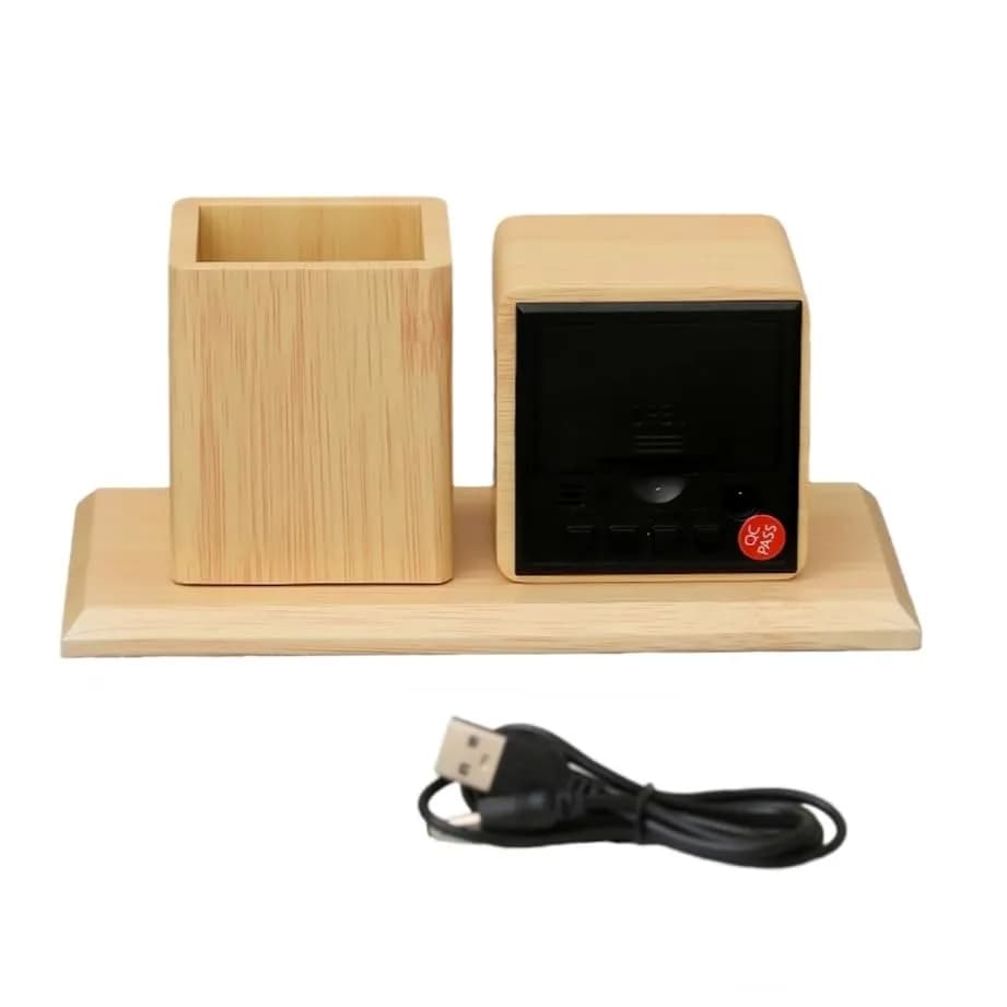 WOODEN CLOCK WITH  PEN STAND