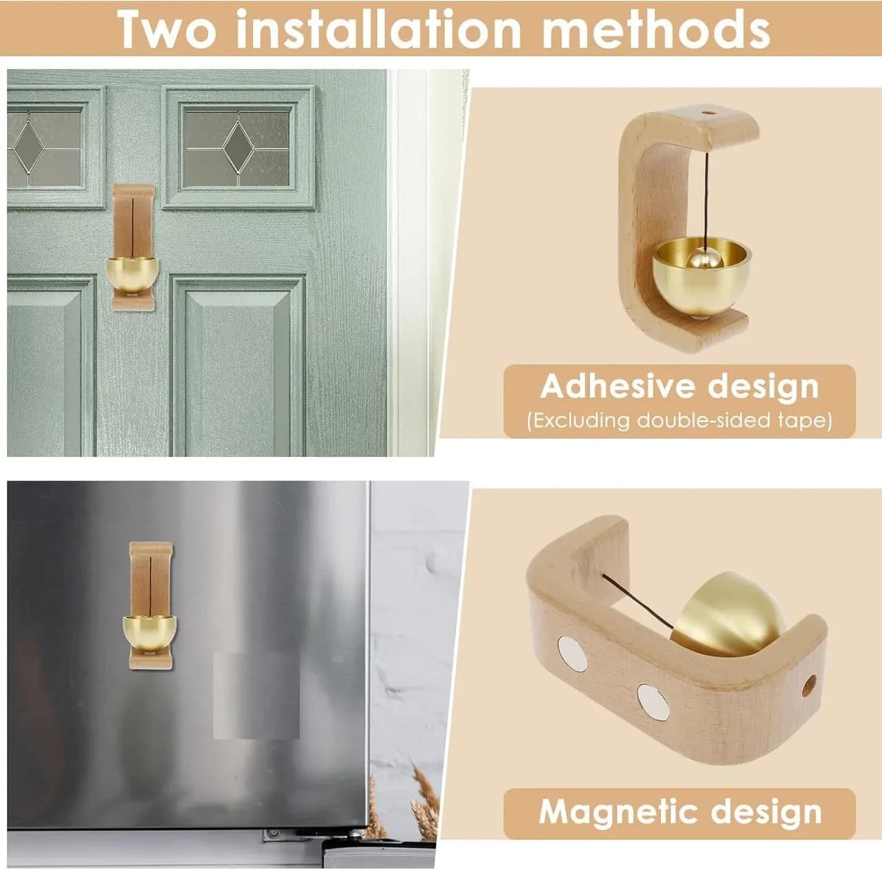 Wooden Door Chime with Brass Bell