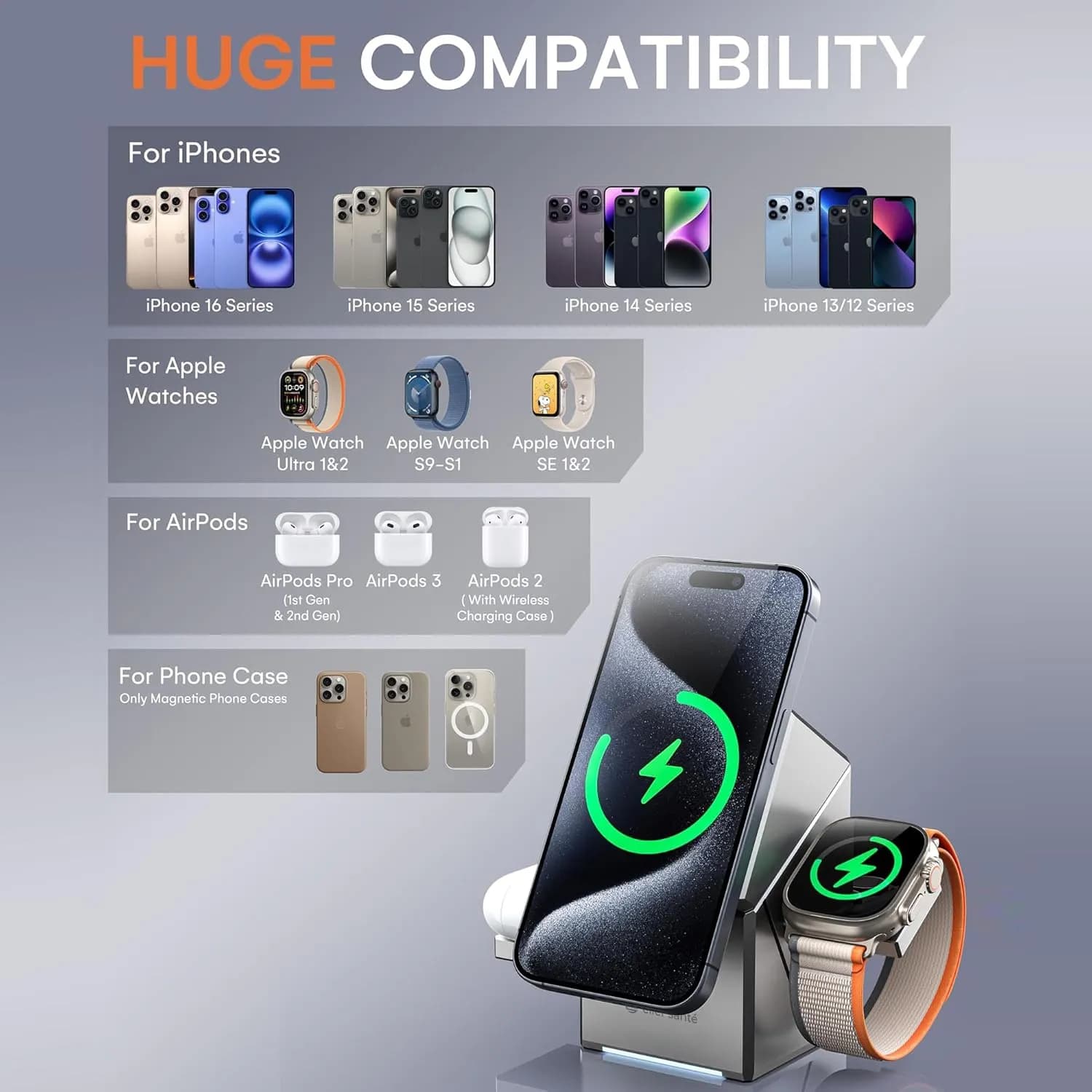 3 In 1 Wireless Charger with clock