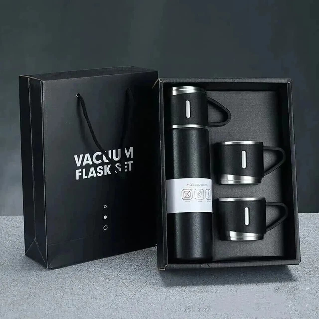 VACUUM FLASK SET BLACK COLOR