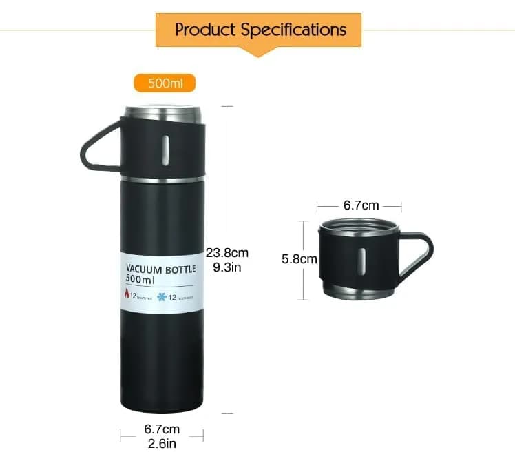 VACUUM FLASK SET BLACK COLOR
