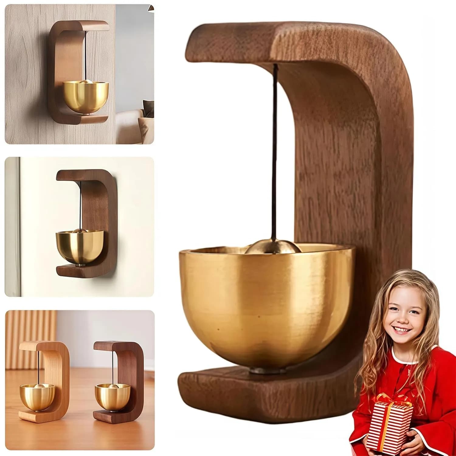 Wooden Door Chime with Brass Bell