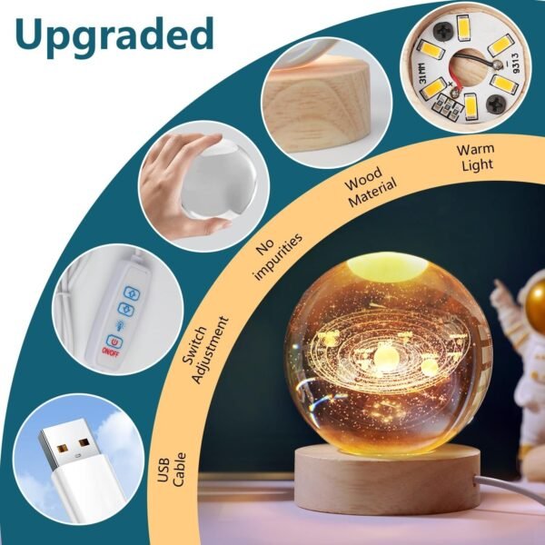 3D SOLAR SYSTEM CRYSTAL BALL NIGHT LIGHT - Image 3