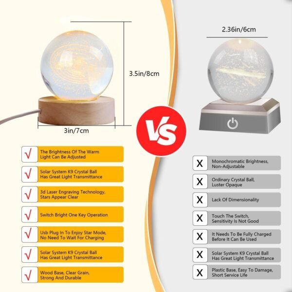 3D SOLAR SYSTEM CRYSTAL BALL NIGHT LIGHT - Image 5
